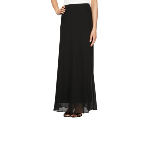 **Alex Evenings** Women's Long Maxi Chiffon Skirt Black XL - Picture 1 of 5